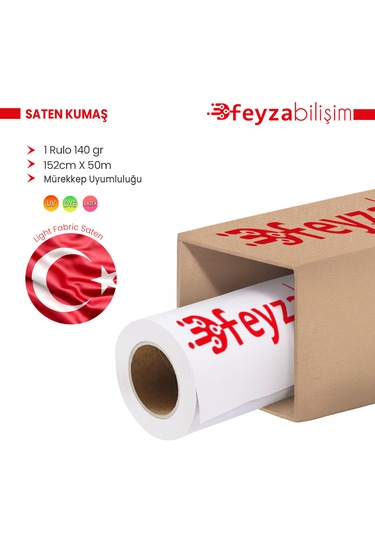 Feyza Bilişim Fabric Saten Kumaş Bayrak Bezi 140g 152cmx 50m