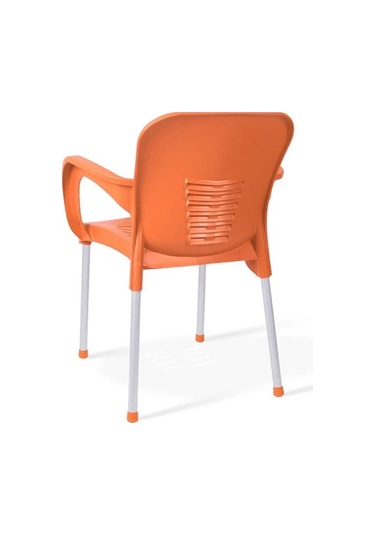 6 Adet Metal Ayaklı Plastik Sandalye Koltuk Turuncu Turuncu