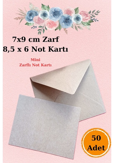 50 Adet Bohem Zarf & Kart Seti - Paketleme Kartı - Ambalaj Kartı
