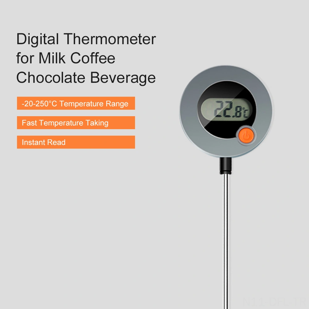 Dofolink Kahve Ve Süt Sıcaklık Ölçer - 1.9 İnç Büyük Ekran, Hızlı Okuma, -20 250 C Aralığı, 304 Çelik Prob, Asma Ve Mıknatıs Özelliği Pil Dahil Değil