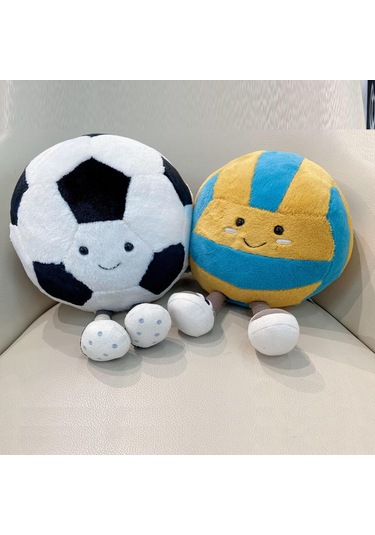 Tenfowee Futbol Desenli Yumuşak Peluş Yastık - 20cm Çaplı, 100% Poliester Dolgulu, El Yıkamalı Oyuncak Yastık Diğer