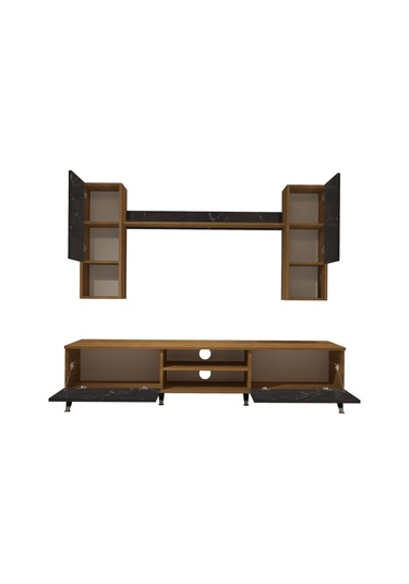 Decoraktiv Eko 5da Mdf Dvd Silver Tv Ünitesi Tv Sehpası Pera - Siyah Mermer