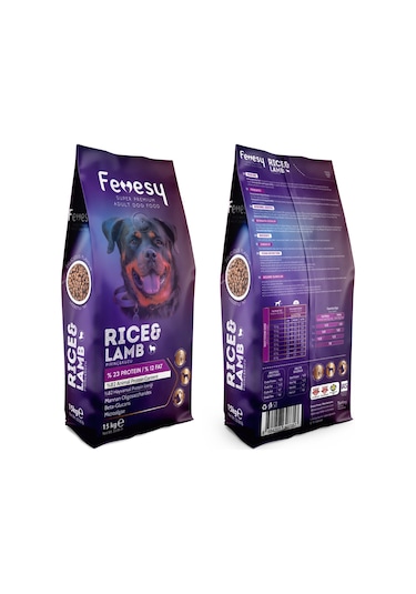 Fevesy Kuzu & Pirinçli Yetişkin Köpek Maması 15 KG