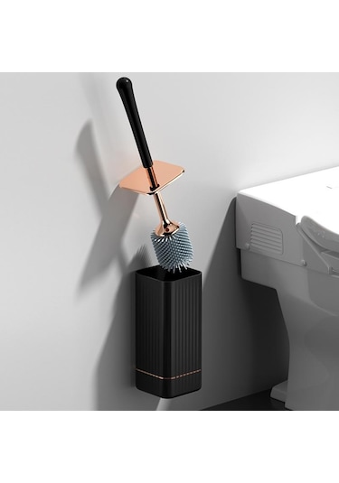 Siyah Tuvalet Fırçası Ve Tutacağı, Ergonomik Uzun Saplı Zarif Klozet Fırça Seti, Dekor Temizleme Aksesuarları, Dayanıklı, Derin Temizlik