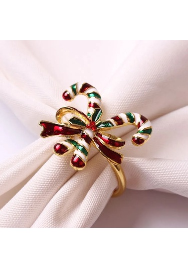 Monyee Yılbaşı Ve Noel İçin Yeniden Kullanılabilir Metal Masa Servis Bezi Halka 1 Adet - Sürekli Ve Temizlenebilir