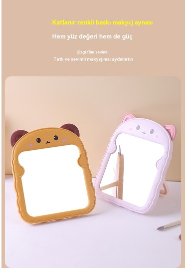 Aurora Plasik Katlanabiler Makyaj Aynasıkal İle Anlaştık Masasüsügiyme Aynası Pembe