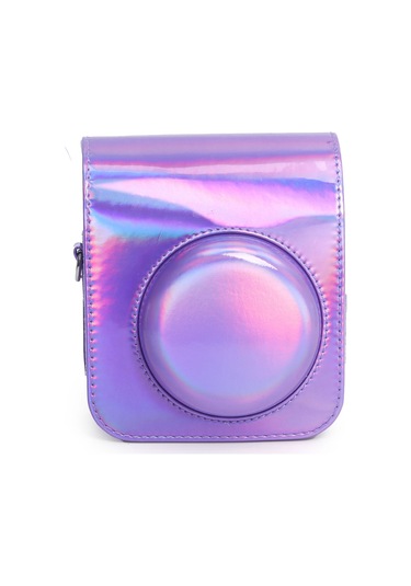 Instax Mini 12 Makine Uyumlu Lila Parlak Deri Kılıf