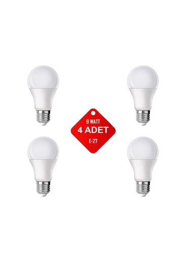 Primesegment 4 Adet Tasarruflu Beyaz Renk Led Ampul 9 Watt