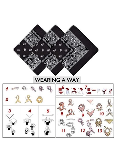 Melek Kare Bandana Fular Siyah