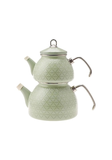 Karaca  Kristal Yeşil İndüksiyon Tabanlı Emaye Midi Çaydanlık Takımı
