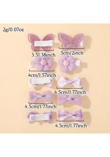 Willowhaven 10 Adet Bohemian Tarzı Çiçekli Fiyonk Saç Aksesuar Seti - Renk 2 Desenli Ve Düz Renk-2