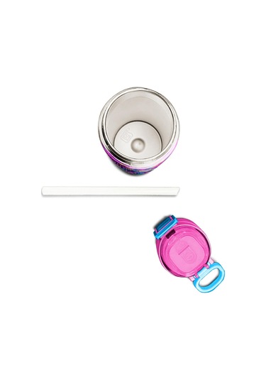 Coral High Kids Pembe Turkuaz Kulaklık Paten Desenli Pipetli Ve Direkt İçim Çelik Termos 500 Ml 31955 Turkuaz