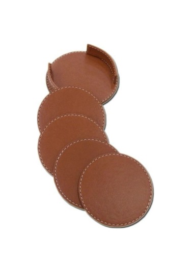 Kahve Çay Masa Üstü Deri Bardak Altlığı Kahverengi