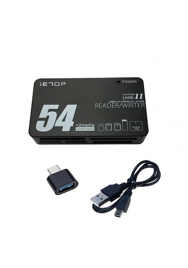 Ie7op Compact Flash Kart Okuyucu Uhs-ıı High Speed Usb 2.0 + Type-c Çevirici Sd / Microsd Destekli
