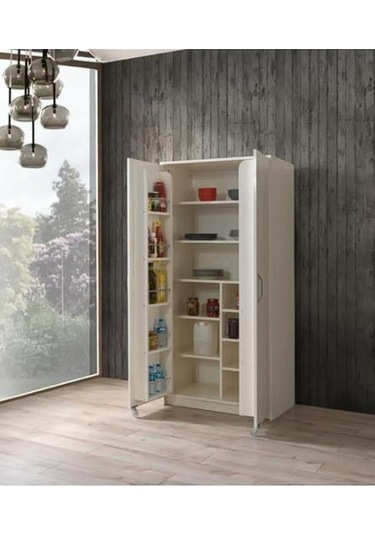 Çok Amaçlı 2 Kapaklı Mutfak Erzak Kiler Dolap 86x52x180 cm