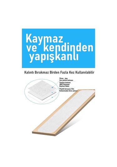Halifleks Yapışkan Tabanlı Merdiven Basamak Paspası Rip Halı Kaymaz Tabanlı - Beyaz Null