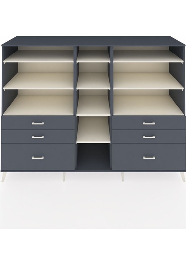 Kronos Dolap 10 Raflı 6 Çekmeceli 220x59x163 Antrasit-aytaşı/ant Antrasit-aytaşı/antrasit
