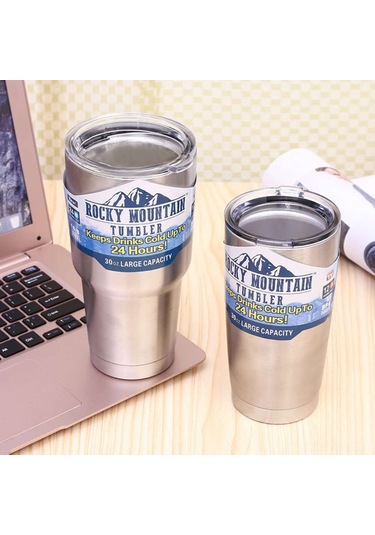 Moveevo 304 Paslanmaz Çelik 30oz Seyahat Mug, 24 Saat Soğuk/12 Saat Sıcak Saklama, Taşınabilir Outdoor/ Araç Kullanıma Uygun Gümüş