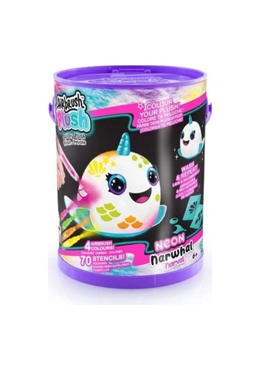 Airbrush Plush Squishy Peluş Neon 55230 Narwhal Çok Renkli