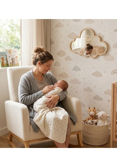 Missidea Bebek Odası Bulut Ayna Ahşap