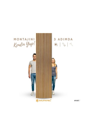 Akupanel Mod14 60x245 Cm Meşe Renk Akustik Ahşap Duvar Paneli Meşe