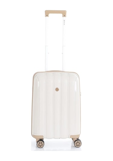Mçs Bavul Orta Ve Kabin 2li Set Kırılmaz Silikon Valiz V305 Kemik/şampanya Kemik - Şampanya