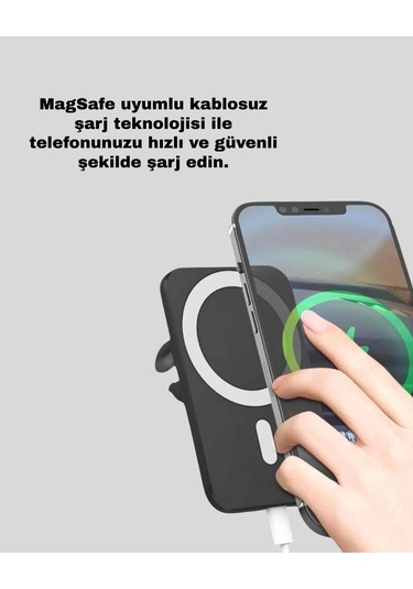 Magsafe Araç Telefon Tutucu 15w Hızlı Şarj Type-c Girişli Çok Renkli