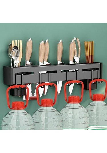 Gümüş Paslanmaz Çelik Bıçak Tutucu Yumruksuz Çubuklarını Tüp Ekleme Bıçağı Mutfak Rafı Ev Çok Fonksiyonlu Depolama Rafı