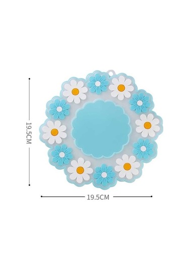 Novahub Mavi Silikon Yemek Masası Placemat Coaster Mutfak Aksesuarları Bardak Mat Bar Kupa Çiçekler İçecek Pedleri 19.5cm 19.5cm Mavi Mavi