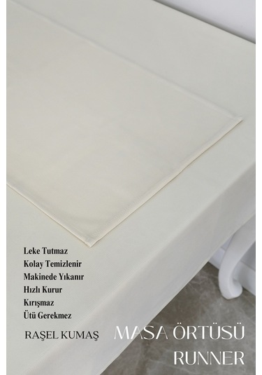 Smooth Set Masa Örtüsü Ve Runner Seti Sofra Bezi Çeyiz Seti Masa Örtüsü Ve Runner Krem