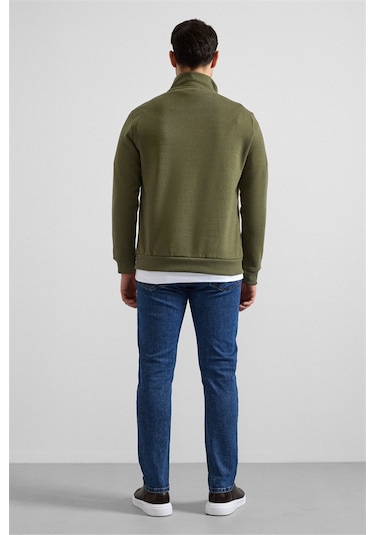 Süvari Haki Regular Düz Yarım Balıkçı Yaka Sweatshirt Ssw2013700001-yh1 Haki