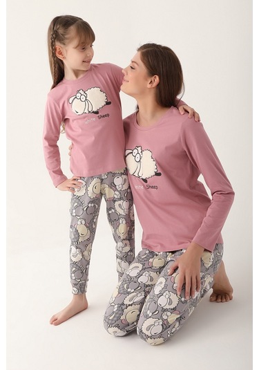 Arnetta White Sheep Pembe Kadın Uzun Kol Pijama Takım