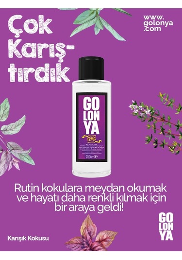 Golonya Karışım Kokulu Cam Şişe Kolonya 250 ML