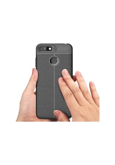 Huawei Y7 2018 Kılıf Deri Tarzı Niss Silikon Case