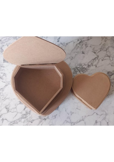 Hobi Adn Kalp Kutu Set 3'lü Ahşap Ham Mdf Kutuda Sevk El Yapım Ahşap