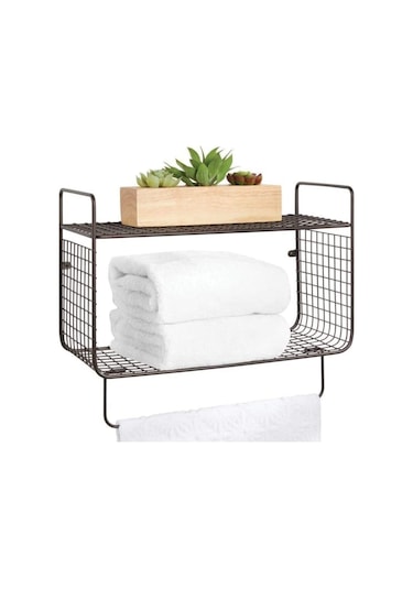 Metal Mutfak Banyo Duvar Rafı Terek Havluluk Wd-102 Siyah