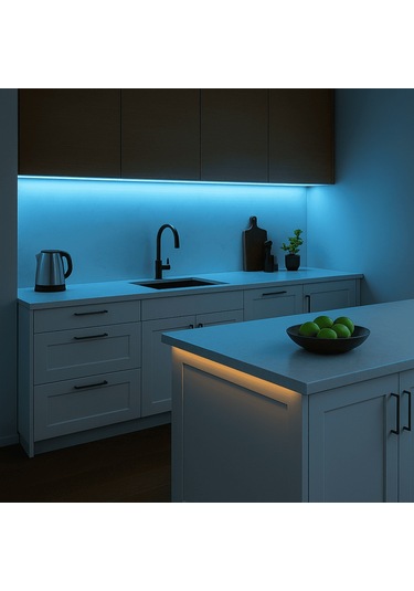 Cob Led Şerit 5m 12v Beyaz Işık 320led/m 8mm Ip20 Adaptör Ve Dokunmatik Tuş Dahil Yapışkanlı Aydınlatma Hortumu