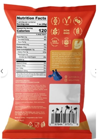 Vegan Glutensiz Cheddar Peynir Aromalı Fırınlanmış Nohut Cipsi 28 Gr