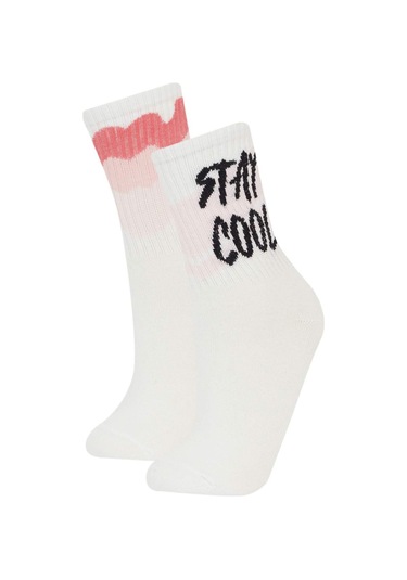 DeFacto Kız Çocuk 2'li Pamuklu Uzun Çorap E6275A8NSKR1