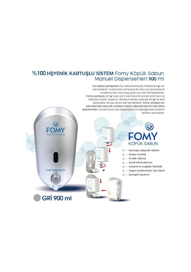 Fomy Köpük Sabun Gri Dispenser 900 Ml-81