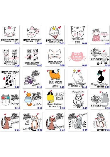 Kişiye Özel Türk Kahve Fincanı, Doğum Günü Temalı Hediyelik Fincan D Serisi Beyaz