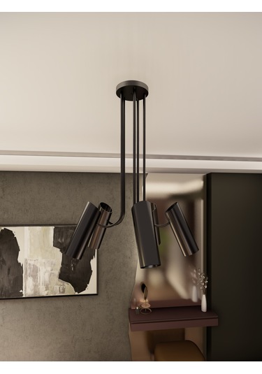 Lyra Siyah Minimalist 5 Li Spot Avize Gu10 Duylu