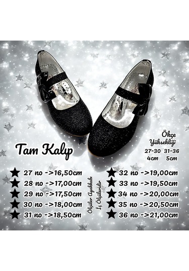 Beebron Ortopedik Topuklu Abiye Kız Çocuk Ayakkabı Shining Series Abiayk2401 Simli Siyah Siyah - Simli