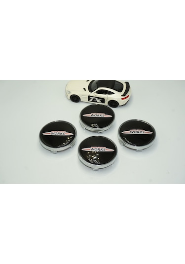 Mini John Cooper Works Logo Gümüş Siyah Jant Göbeği Kapak Seti