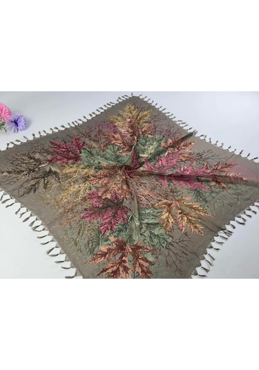 Beyce Cotton Sökme Boncuklu Desenli Tülbent 06439 Vizon