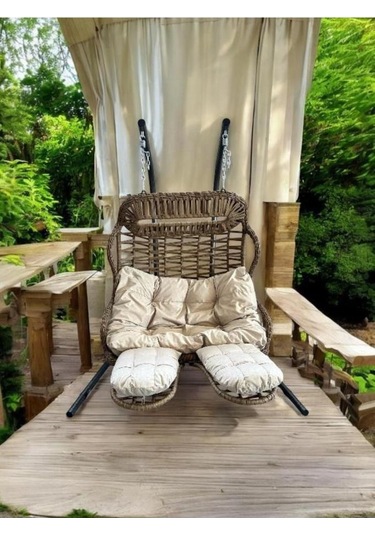 Holiday Bahçe Ve Balkon Salıncağı Çift Kişilik Kapiçino Krem