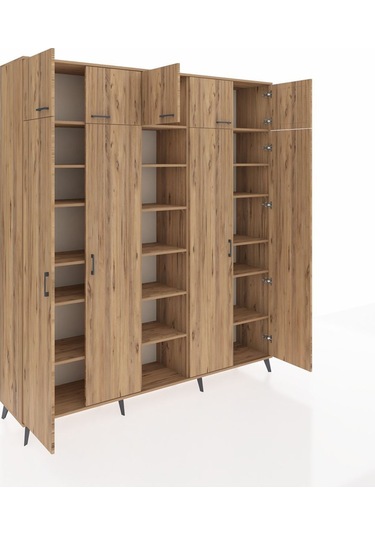 Hyperion Dolap 18 Raflı 9 Kapaklı 220x44x243 Çam-çam/çam Atlas Çam/atlas Çam