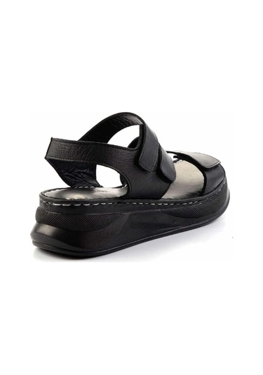 Siyah Hakiki Deri Kadın Sandalet K05281018003 Siyah