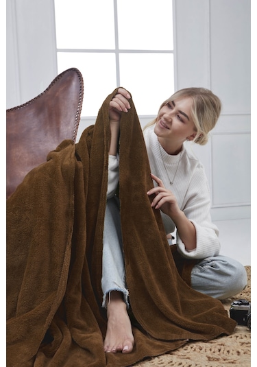 Deluxe Wellsoft Tv Battaniyesi Kahverengi Tek Kişilik Battaniye 150x200 Cm