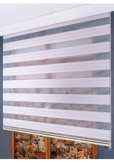 Simli Pudra Zebra Stor Perde Pudra